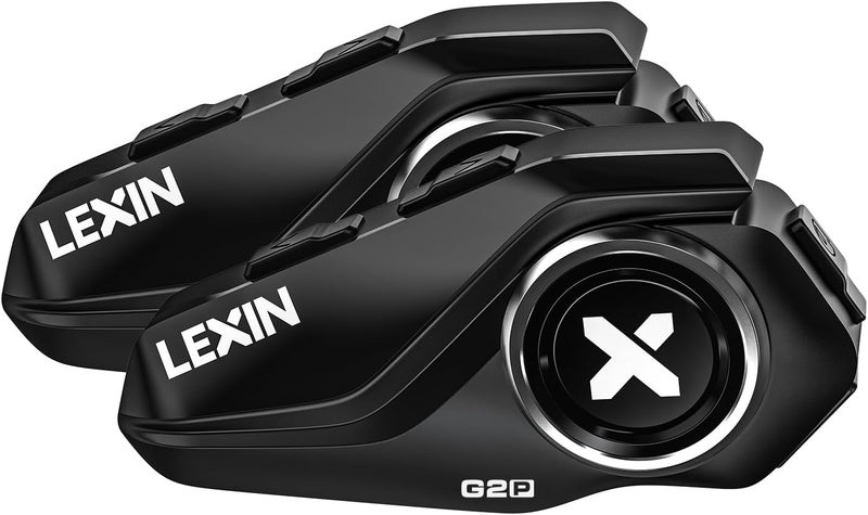 LEXIN G2P Motorcycle Helmet Bluetooth Headset, Group Intercom Communication Systems, FM Radio/ 6 Shells/Universal Pairing/Private Talk/Noise Cancellation, Fit for Snowmobile/ATV, 2 Pack - Image 1